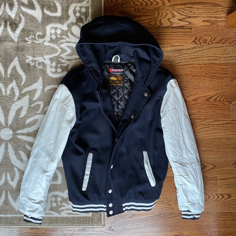 Stylish Blue and White Varsity Jacket